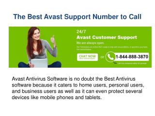 The Best Avast Support Number To Call (1-844-888-3870)