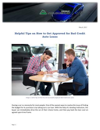 Helpful Tips on How to Get Approved for Bad Credit Auto Loans