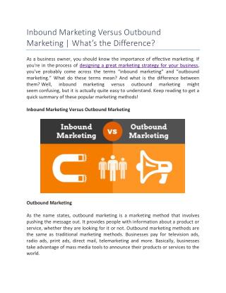 Inbound Marketing Versus Outbound Marketing | What’s the Difference?