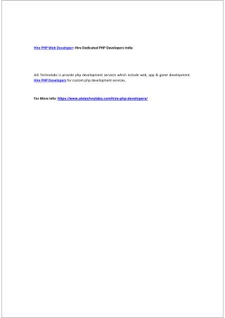 Hire PHP Web Developer: Hire Dedicated PHP Developers India