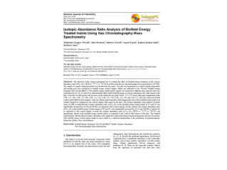 Isotopic Abundance Ratio Analysis of Biofield Energy Treated Indole Using Gas Chromatography-Mass Spectrometry