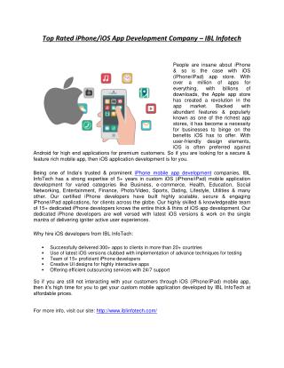 Hire i-Phone Developers from IBL Infotech