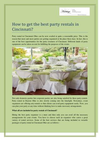 Best Services Party Rental In Cincinnati Ohio : Heritage Event