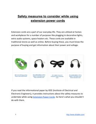 Safety Measures to Consider While Using Extension Power Cords