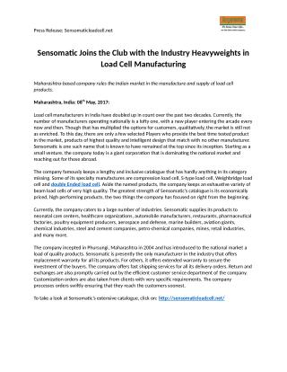 Know Why Sensomatic Is the Best In Load Cell Manufacturing