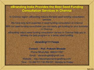 69 Top Class Seed Funding Consultation Services at Chennai from eBranding India