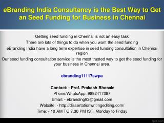 71 The Professional Seed Funding Consultation Services in Chennai