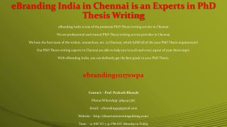 72 eBranding India in Chennai is an Experts in PhD Thesis Writing