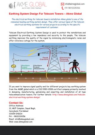 Earthing System Design For Telecom Towers – Akme Global