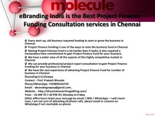 eBranding India is the Best Project Finance Funding Consultation services in Chennai