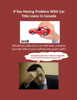 Car title loans Canada
