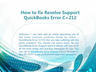 How to fix Resolve Support QuickBooks Error C=212