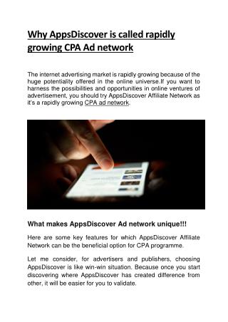 Why AppsDiscover is called rapidly growing CPA Ad network!!!!