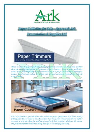 Paper Guillotine for Sale – Approach Ark Presentation & Supplies Ltd