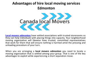 Advantages of hire local moving services Edmonton