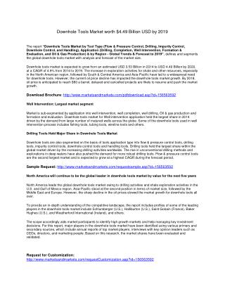 Downhole Tools Market worth $4.49 Billion USD by 2019