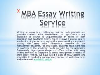 Mba essay writing service