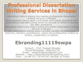 Professional Dissertation Writing Services in Bhopal