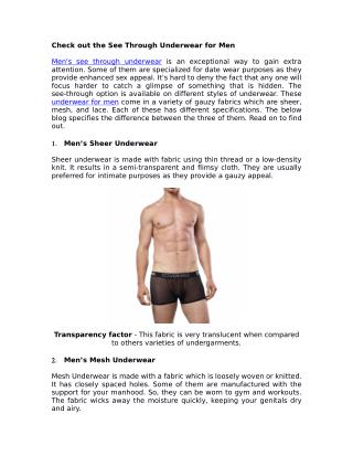 Check out the See Through Underwear for Men