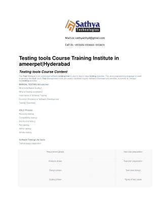 Testing Tools course training institute hyderabad – Best software training institute