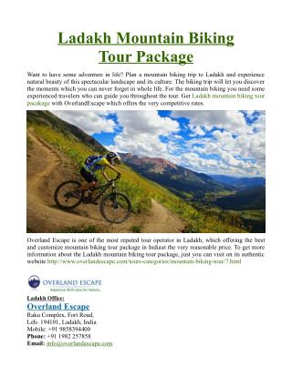 Ladakh Mountain Biking Tour Package
