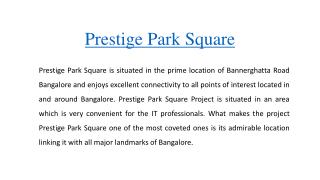 Prestige Park Square