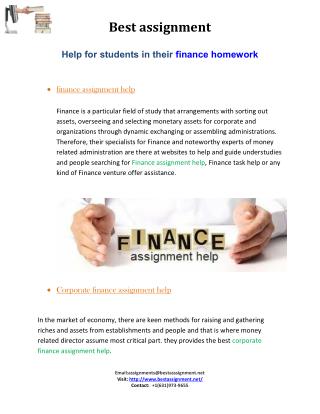 Corporate finance assignment help