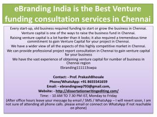 eBranding India is the Best Venture funding consultation services in Chennai