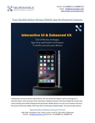 Your Checklist Before Hiring A Mobile App Development Company