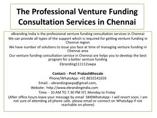 The Professional Venture Funding Consultation Services in Chennai