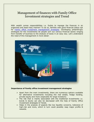 Management of finances with Family Office Investment strategies and Trend
