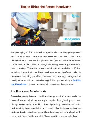 Tips to Hiring the Perfect Handyman