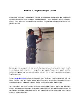 Necessity of Garage Doors Repair Services