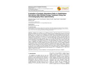 Evaluation of Isotopic Abundance Ratio in Naphthalene Derivatives After Biofield Energy Treatment Using Gas Chromatograp