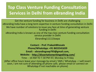 Top Class Venture Funding Consultation Services in Delhi from eBranding India