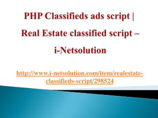 PHP Classifieds ads script | Real Estate classified script – i-Netsolution