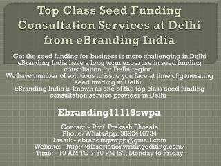 Top Class Seed Funding Consultation Services at Delhi from eBranding India