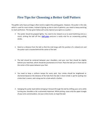 Select Better Golf Putters and Grips