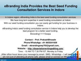 eBranding India Provides the Best Seed Funding Consultation Services In Indore