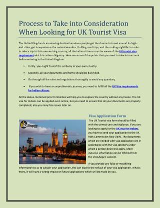 Process to Take into Consideration When Looking for UK Tourist Visa