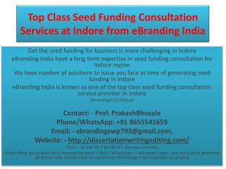 Top Class Seed Funding Consultation Services at Indore from eBranding India