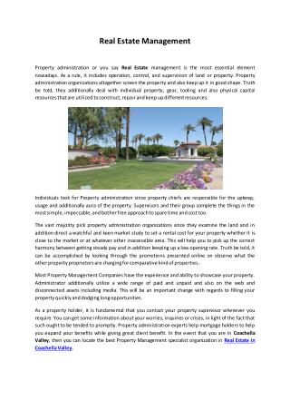 Real Estate Management