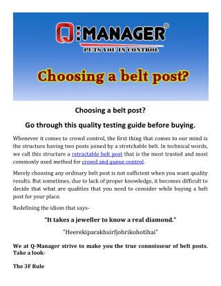 Quality testing guide before buying a Belt Post