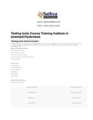 Testing Tools course training institute ameerpet hyderabad – Best software training institute