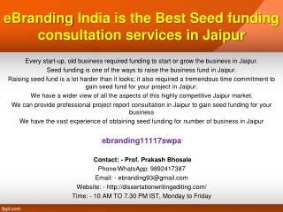 85 eBranding India is the Best Seed funding consultation services in Jaipur