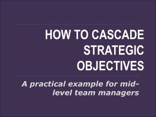 Example team objective cascade