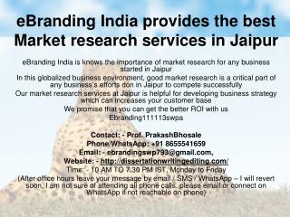 eBranding India provides the best Market research services in Jaipur