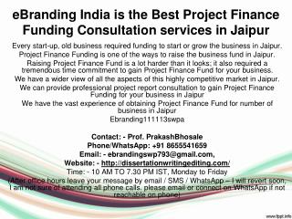 eBranding India is the Best Project Finance Funding Consultation services in Jaipur