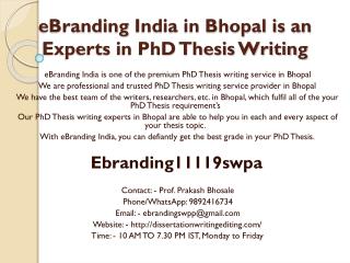 eBranding India in Bhopal is an Experts in PhD Thesis Writing