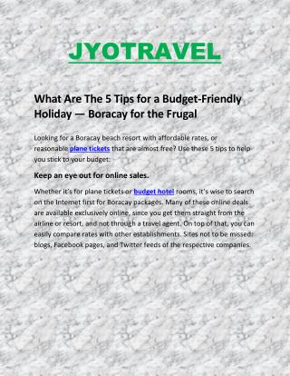 What Are The 5 Tips for a Budget-Friendly Holiday — Boracay for the Frugal